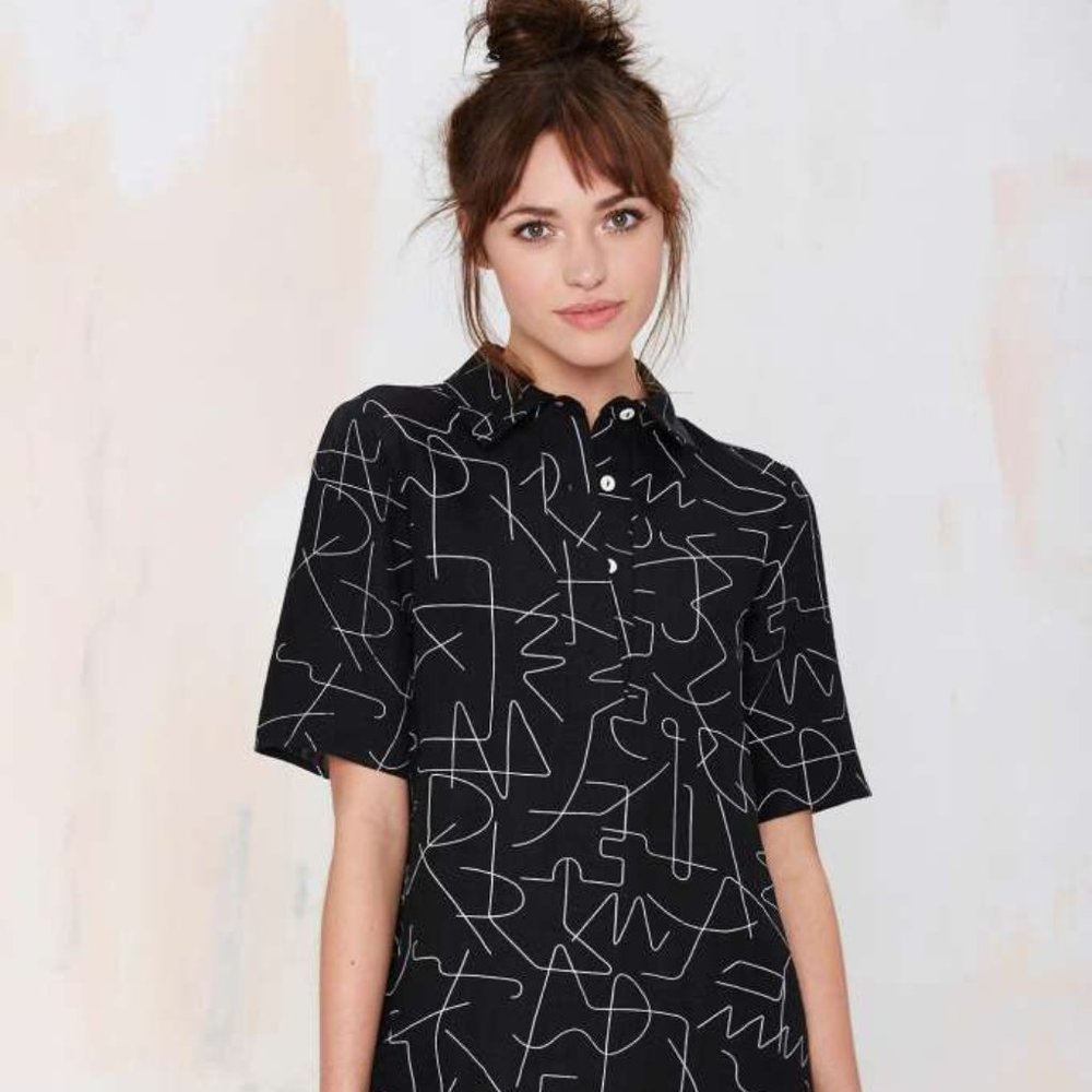 Dusen Dusen Black Wire Short Collared Dress